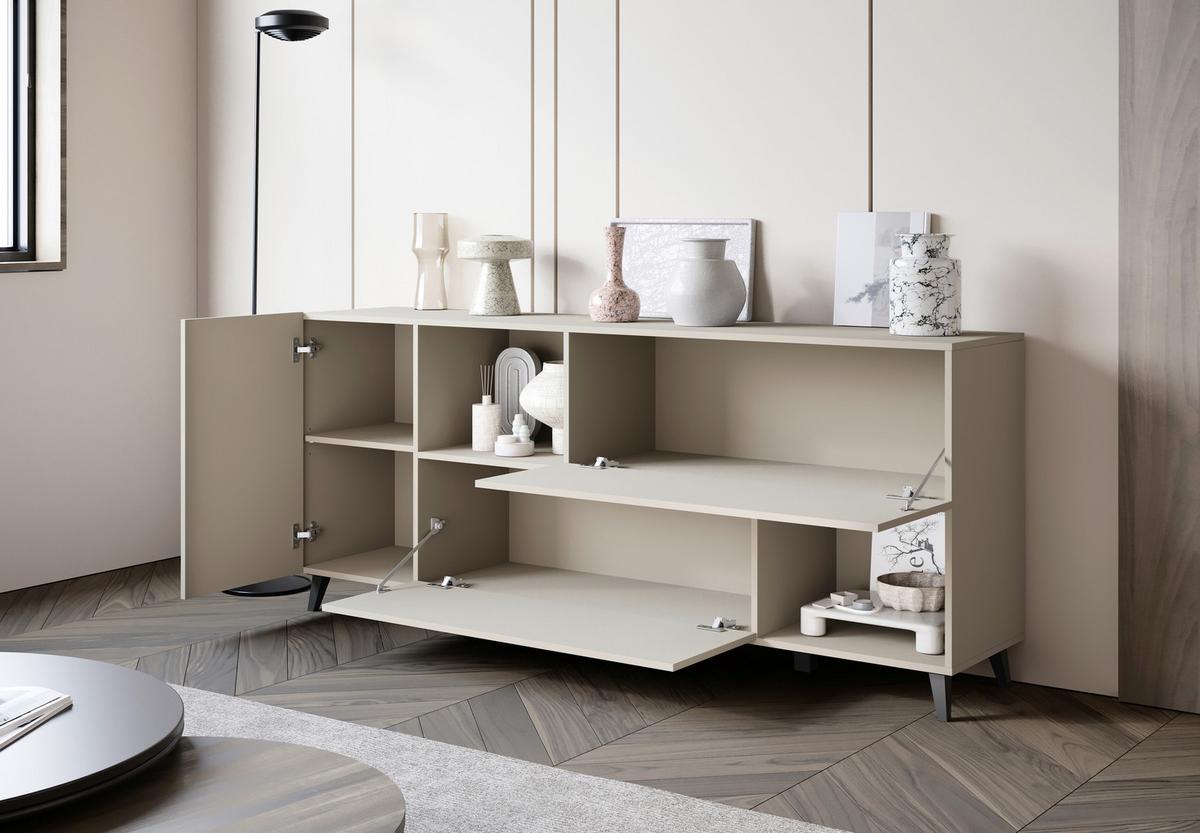 ŠIROKÁ KOMODA PHUKET SIDEBOARD 181 - čierna/kašmírová, Design, kompozitné drevo/plast (180/76/39cm) - P & B