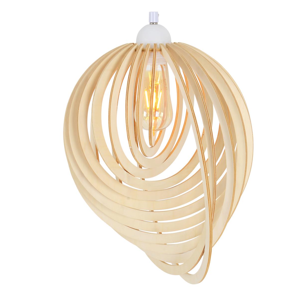 Hängeleuchte Armella H: 145 cm 1-Flammig, Kugelform - Naturfarben/Weiß, Natur, Holz/Kunststoff (40/145cm) - Näve