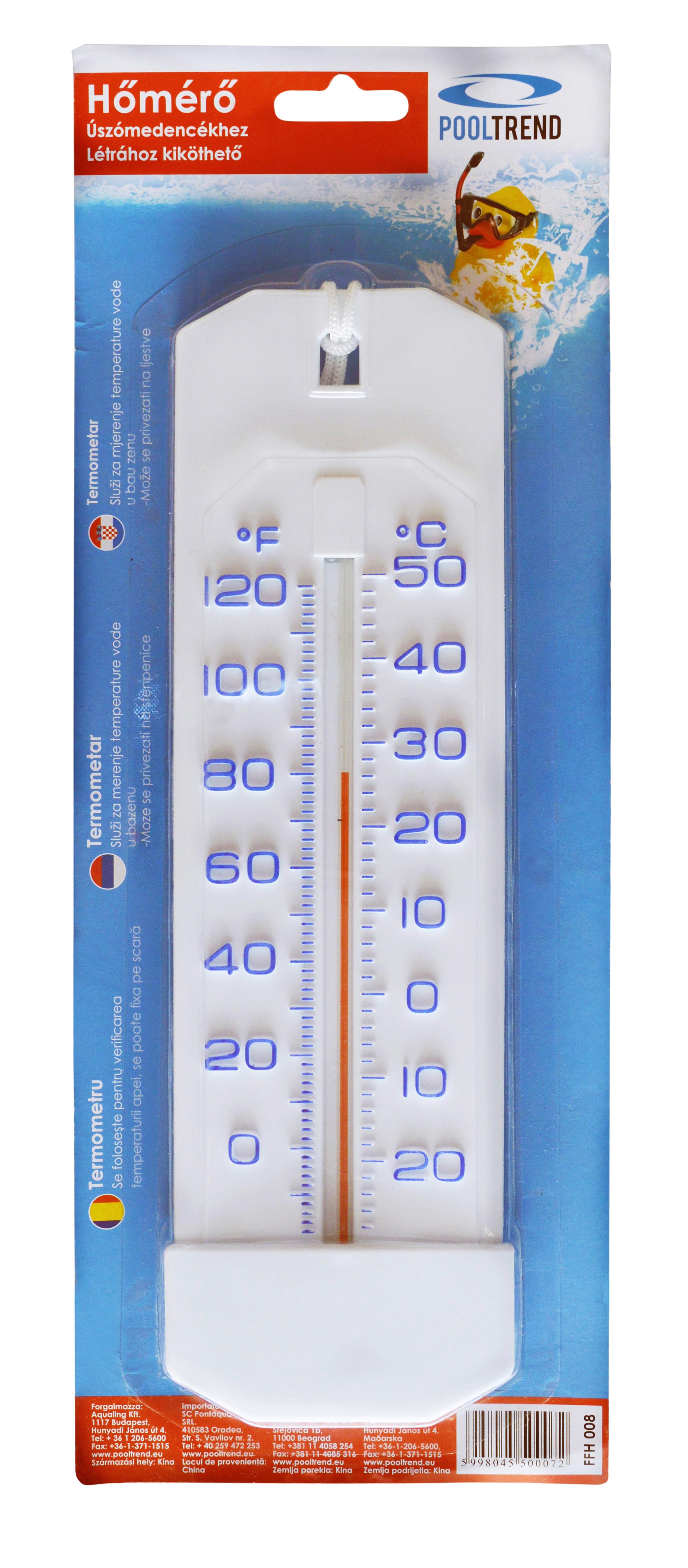 Medence Hőmérő Pooltrend - sárga/világoskék, Basics, műanyag/papír