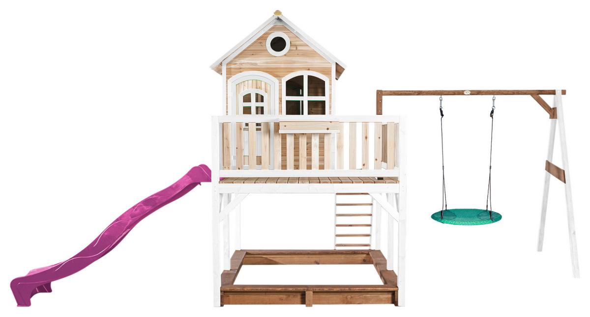 Spielturm A030.154.41 - Lila/Braun, KONVENTIONELL, Holz (613/291/277cm) - Ambia Garden