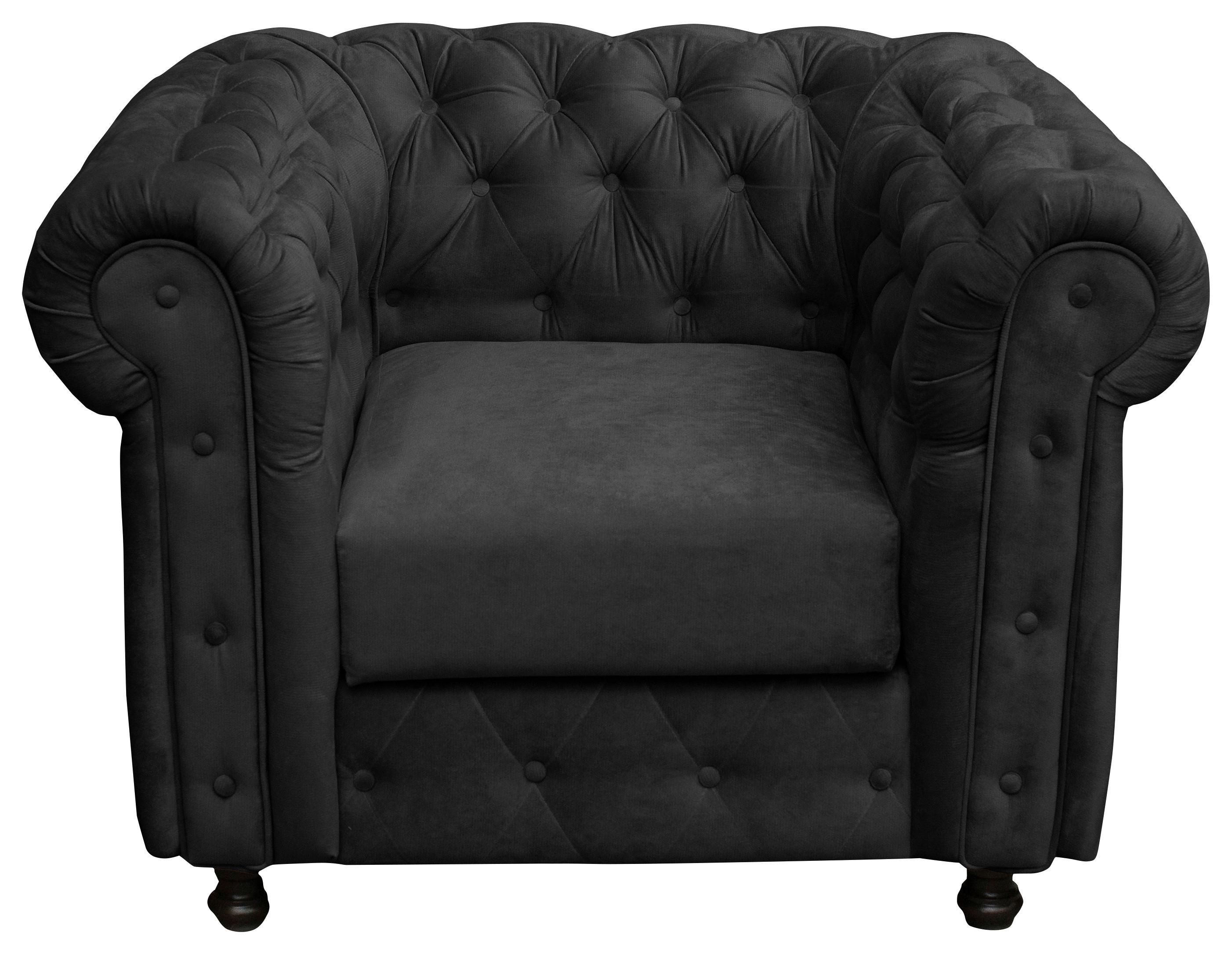 CHESTERFIELD-SESSEL CARDIFF - Wengefarben/Anthrazit, Basics, Textil (110/80/90cm) - P & B