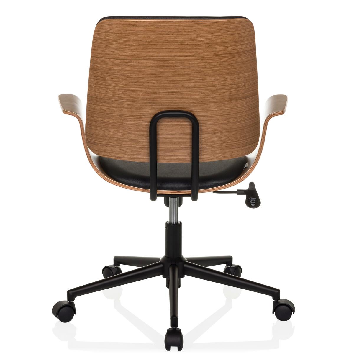 Drehstuhl Schwarz B: 68 Cm - Schwarz/Braun, MODERN, Leder/Holz (68/92/63,5cm) - MID.YOU