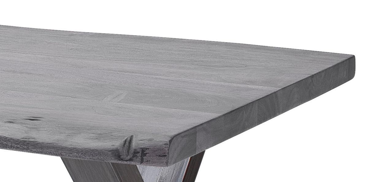 Couchtisch Holz Massiv Cartagena Walnuss/nickelfarben - Grau/Nickelfarben, MODERN, Holz/Metall (110/45/70cm)