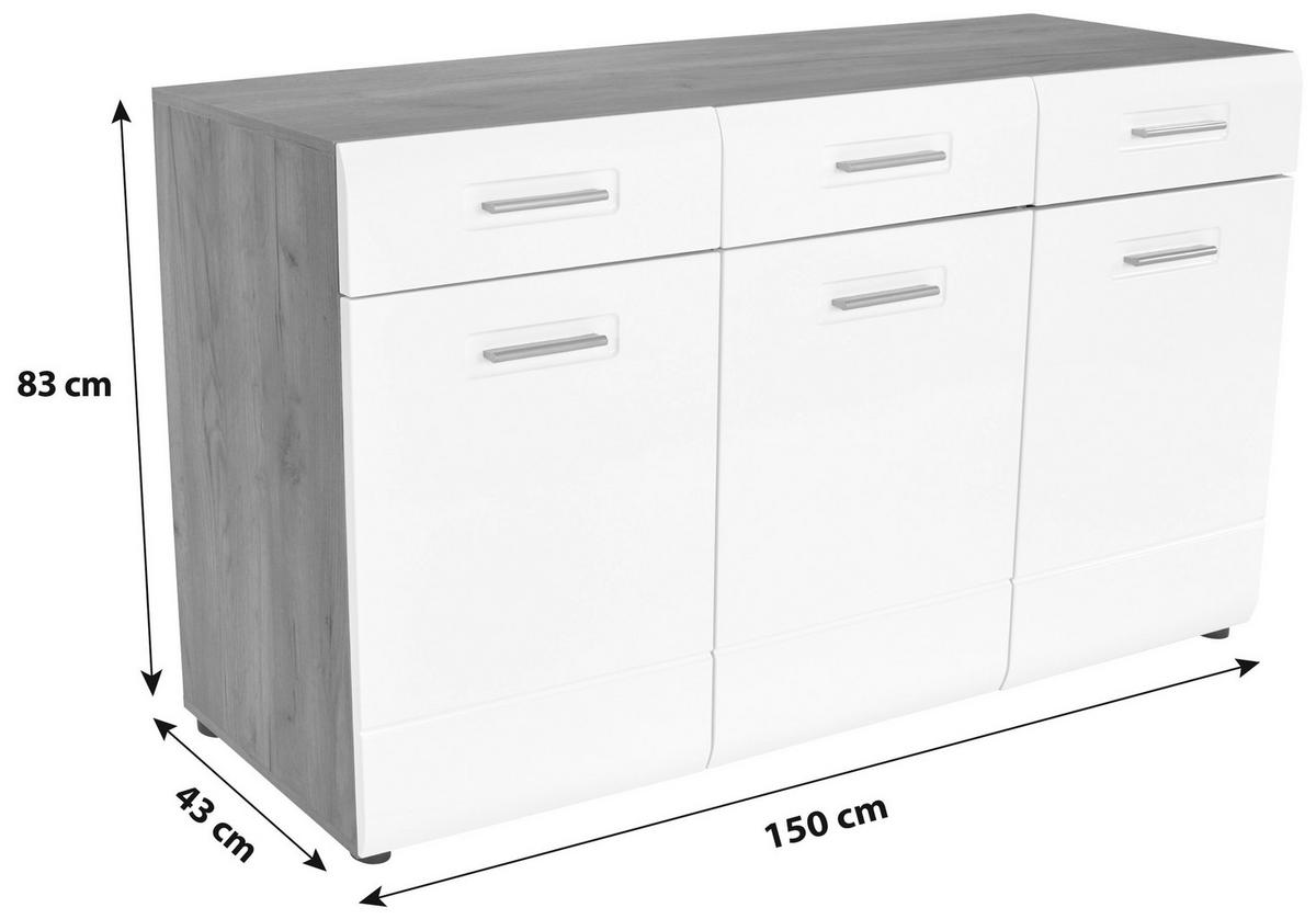 Tálalószekrény Avensis New Typ 23 - tölgyfa színű/fehér, Modern, faalapú anyag (150/82,6/43,1cm) - Luca Bessoni