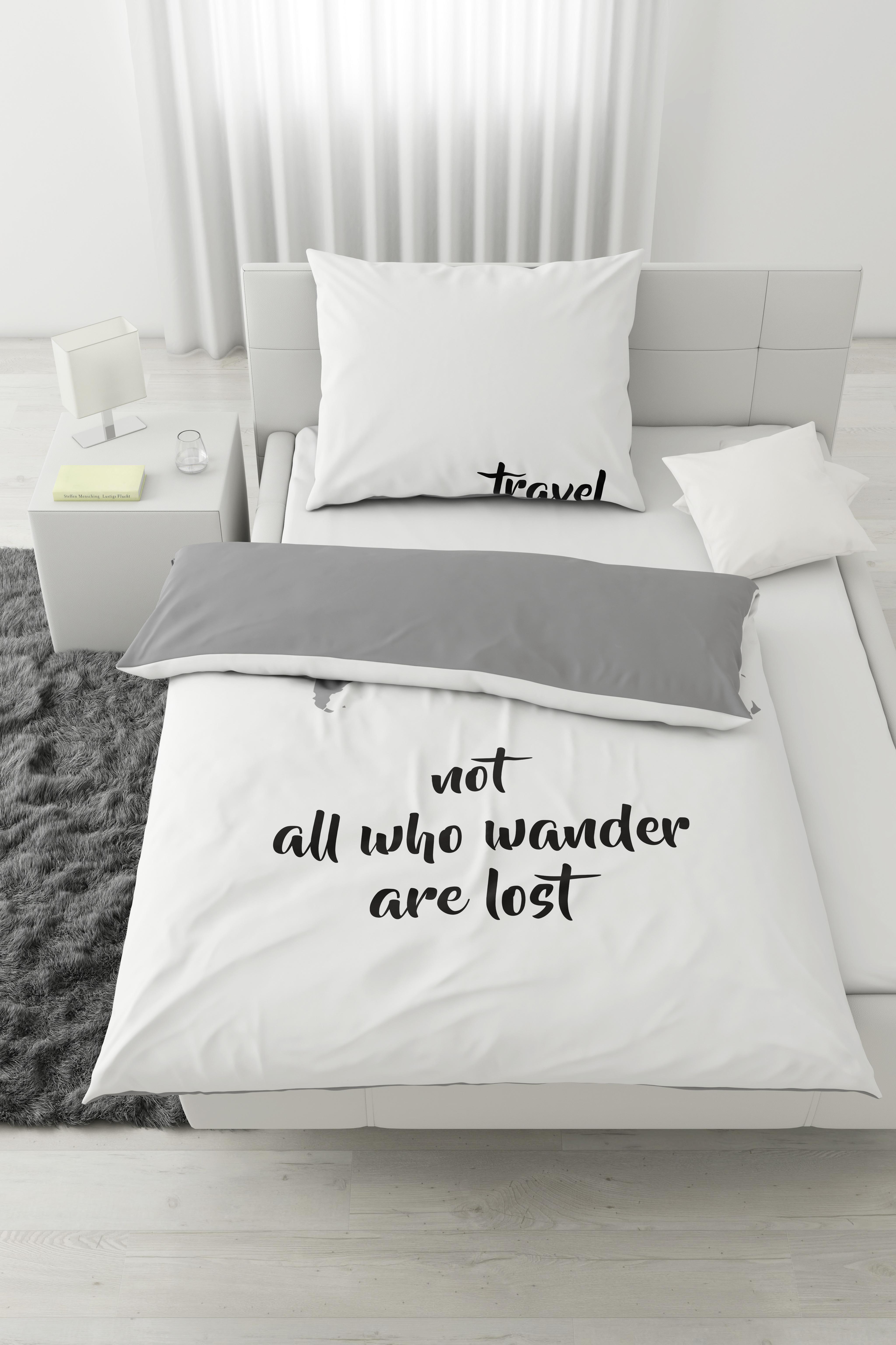 Povlečení Travel Wende, 140/200cm - šedá/bílá, Moderní, textil (140/200cm) - Modern Living
