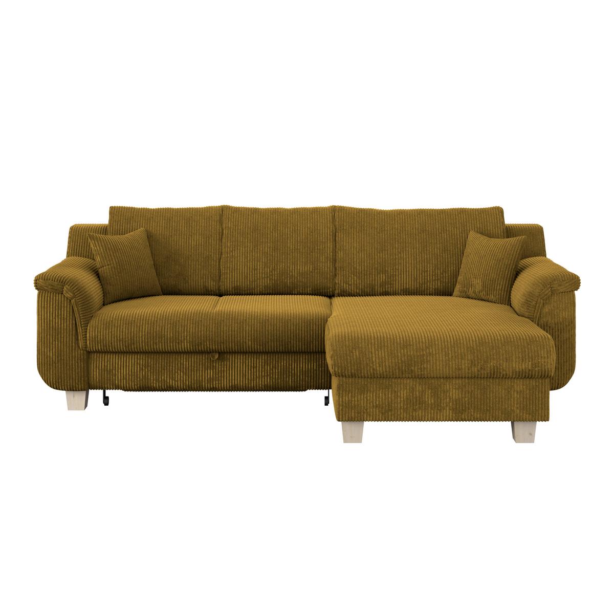 Rohová sedačka ALEX, medový manšestr - medová/přírodní barvy, Moderní, textil/plast (246/88cm)
