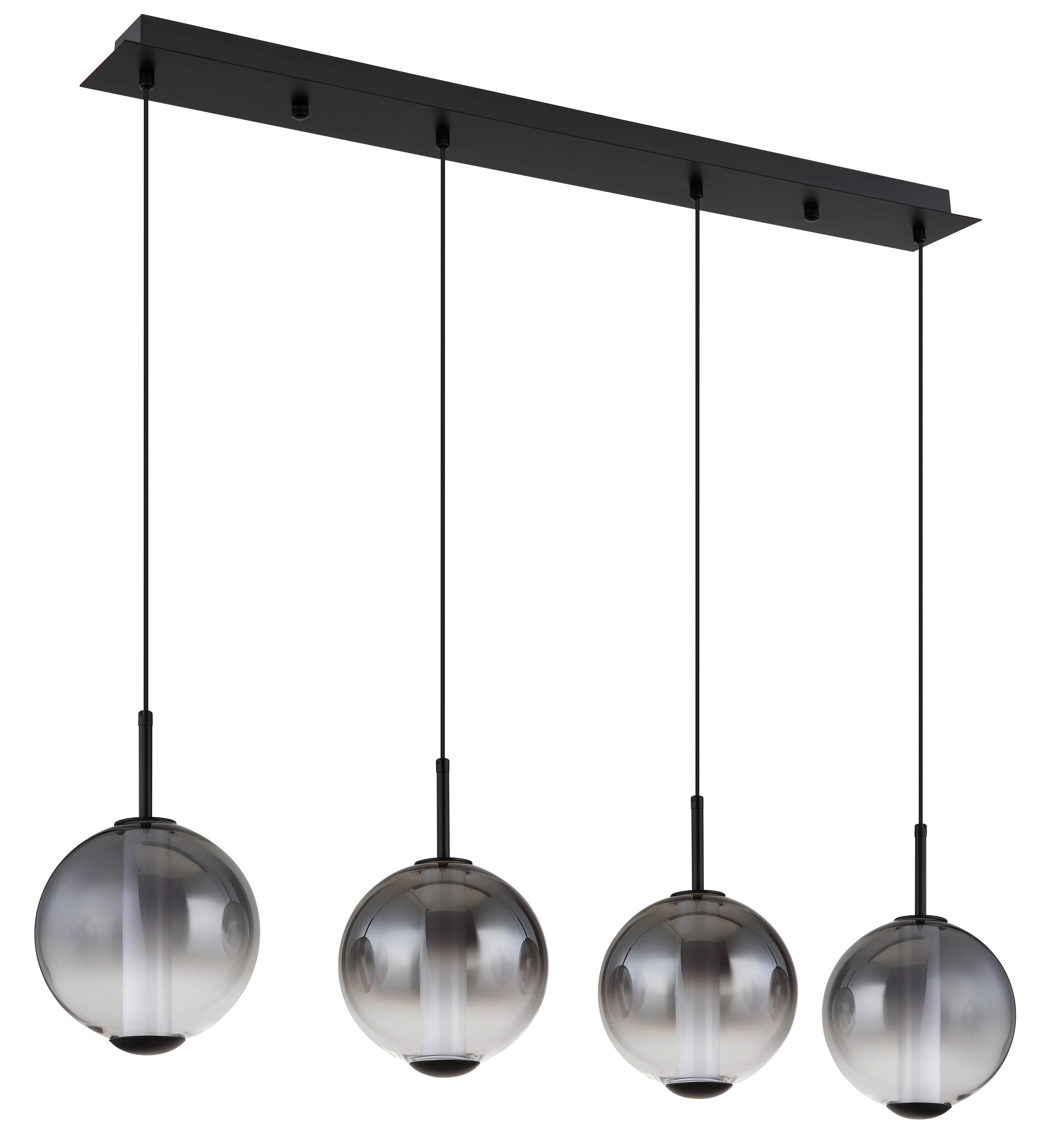 LED-Hängeleuchte Lacy Grau Schwarz Weiß L: 100 cm - Schwarz/Weiß, KONVENTIONELL, Glas/Kunststoff (100/18/120cm) - Globo