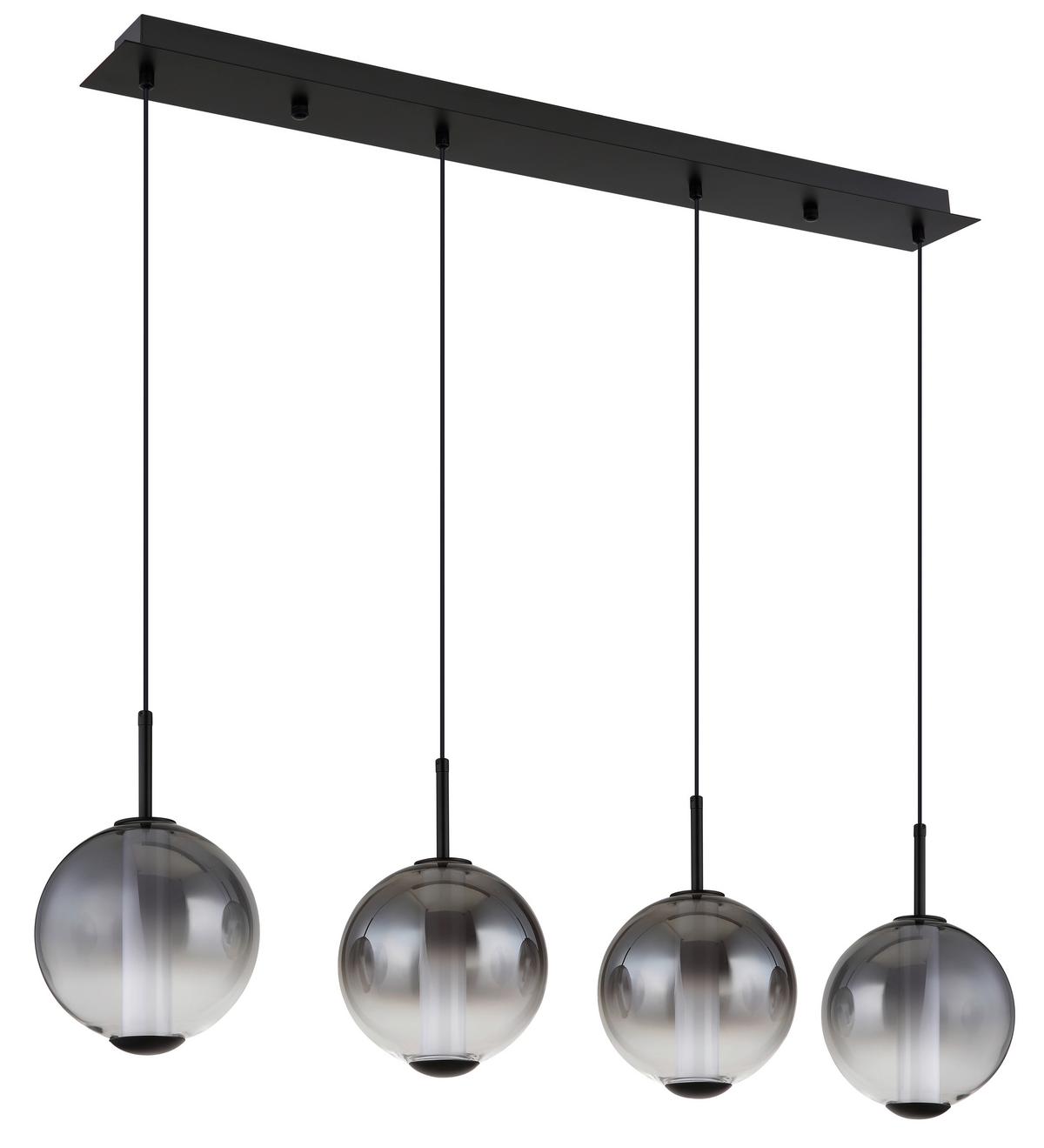 LED-Hängeleuchte Lacy Grau Schwarz Weiß L: 100 cm - Schwarz/Weiß, KONVENTIONELL, Glas/Kunststoff (100/18/120cm) - Globo