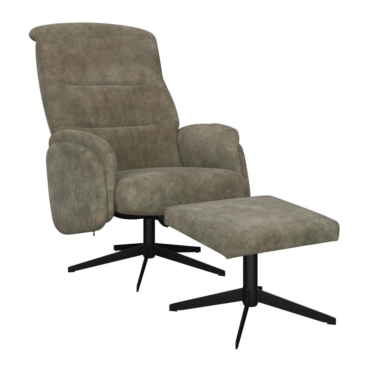Relaxsessel Star grün, 360° drehbar - Schwarz/Grün, MODERN, Textil/Metall (72/107/86cm) - James Wood