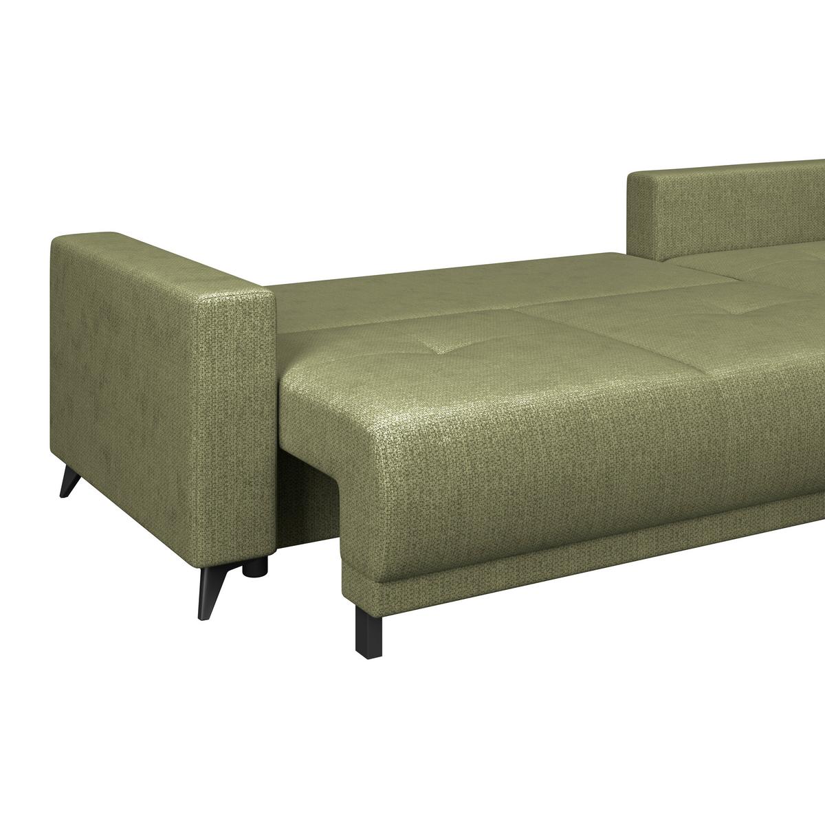 Rohová sedačka TEXAS, pravá, zelená - černá/zelená, Konvenční, dřevo (259/203cm) - Based