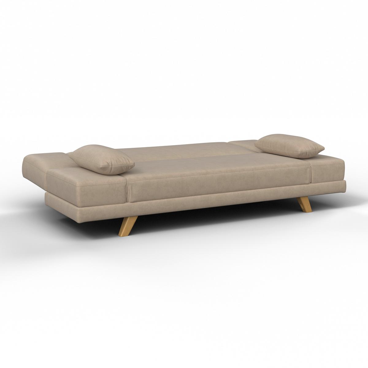 Rozkládací pohovka FUNKY, jílová barva - přírodní barvy/jílová barva, Moderní, dřevo/textil (183/73/79cm) - Bessagi Home