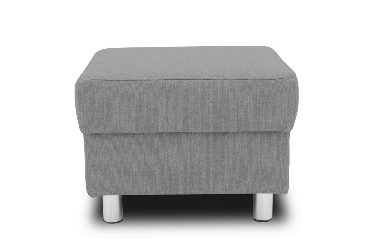 Polsterhocker Jamie Silberfarben Webstoff H: 40 Cm - Chromfarben/Silberfarben, KONVENTIONELL, Textil (54/40/54cm) - MID.YOU