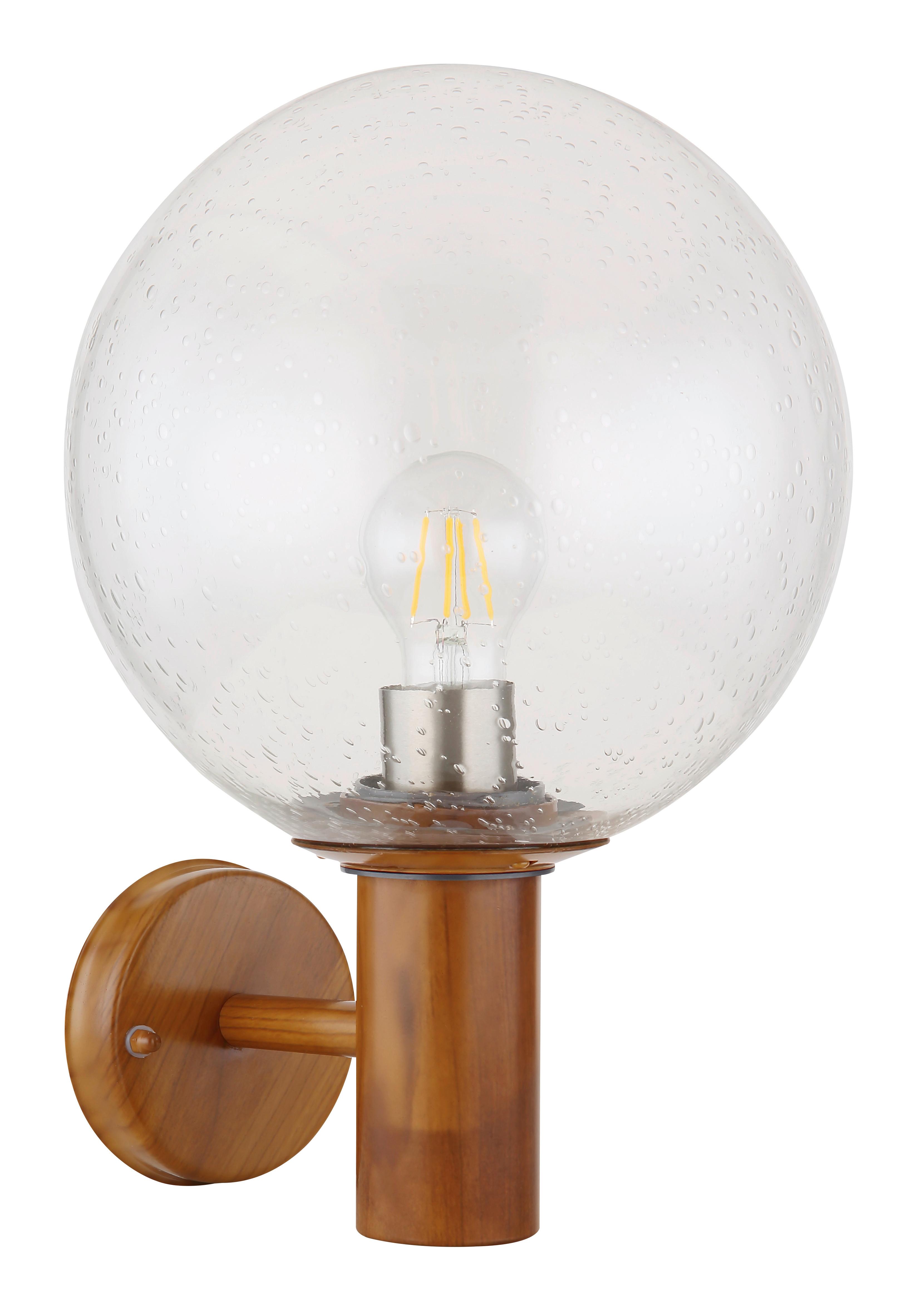 Außenleuchte 15 W Glas/Edelstahl - Klar/Braun, Basics, Glas/Metall (25/37cm) - Globo