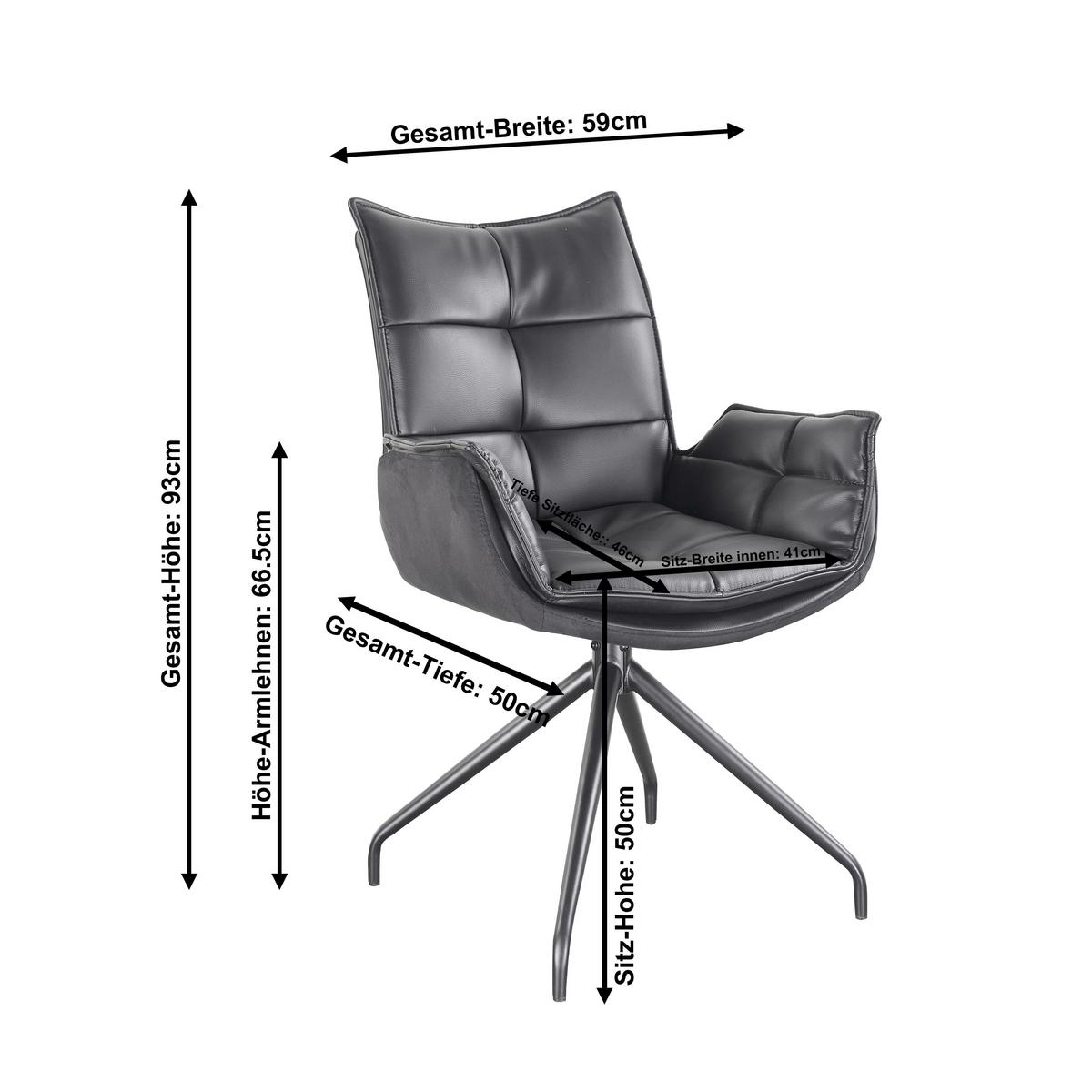 Armlehnstuhl Malin Giga Webstoff schwarz, B: 59cm - Schwarz, MODERN, Textil/Metall (61/92/66cm)