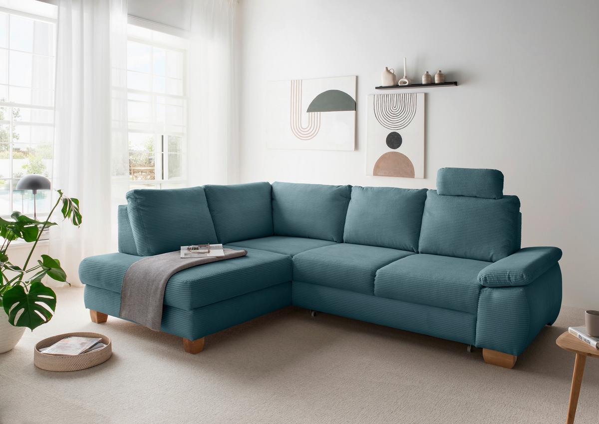 Eckschlafsofa Positano. Petrol S: 206x261 Cm - Wildeiche/Petrol, MODERN, Textil (206/261cm) - Livetastic