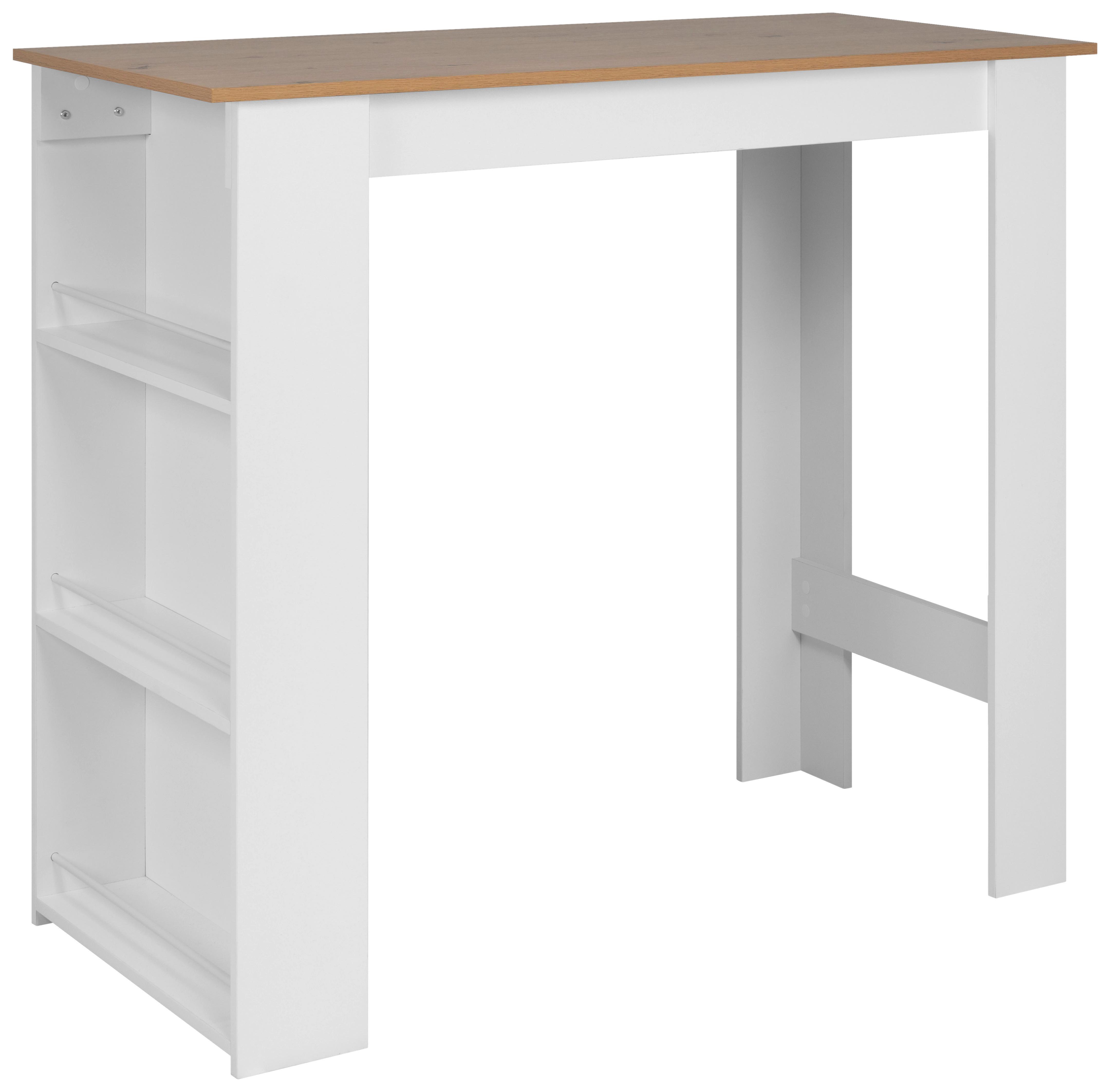 Bartisch Ostersund Artisan/Weiß Dekor, B:120cm - Weiß/Eiche Artisan, Basics, Holzwerkstoff (120/107/60cm)