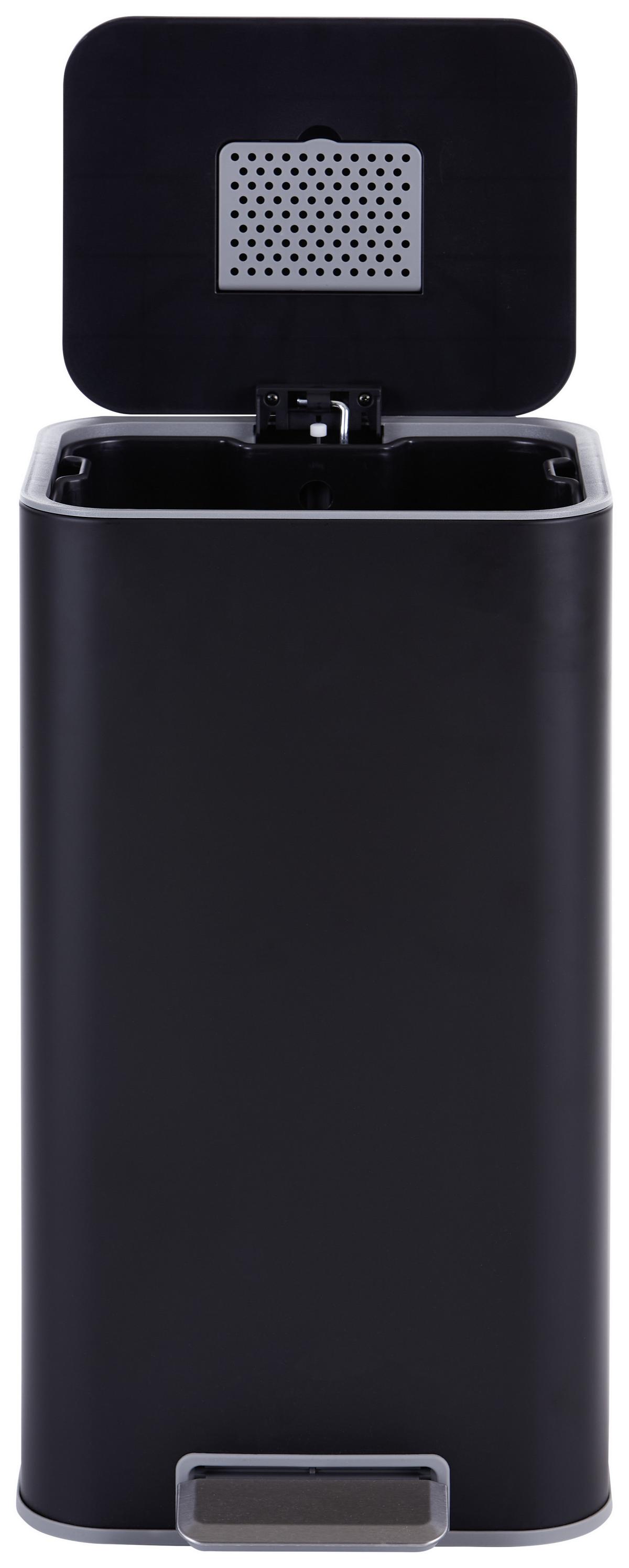 Treteimer Carlina 30 L Schwarz Metall, BxHxT: 32,5x61,9x31,8 cm - Schwarz, Basics, Kunststoff/Metall (32,5/61,9/31,8cm) - Luca Bessoni