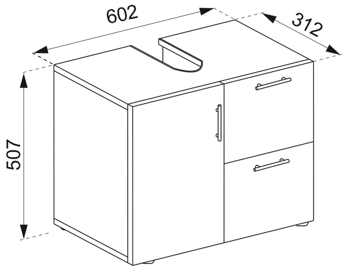 Waschbeckenunterschrank Flandu B: 61 Cm, Anthrazit - Honigeiche/Anthrazit, MODERN, Holzwerkstoff (61/51/32cm) - MID.YOU