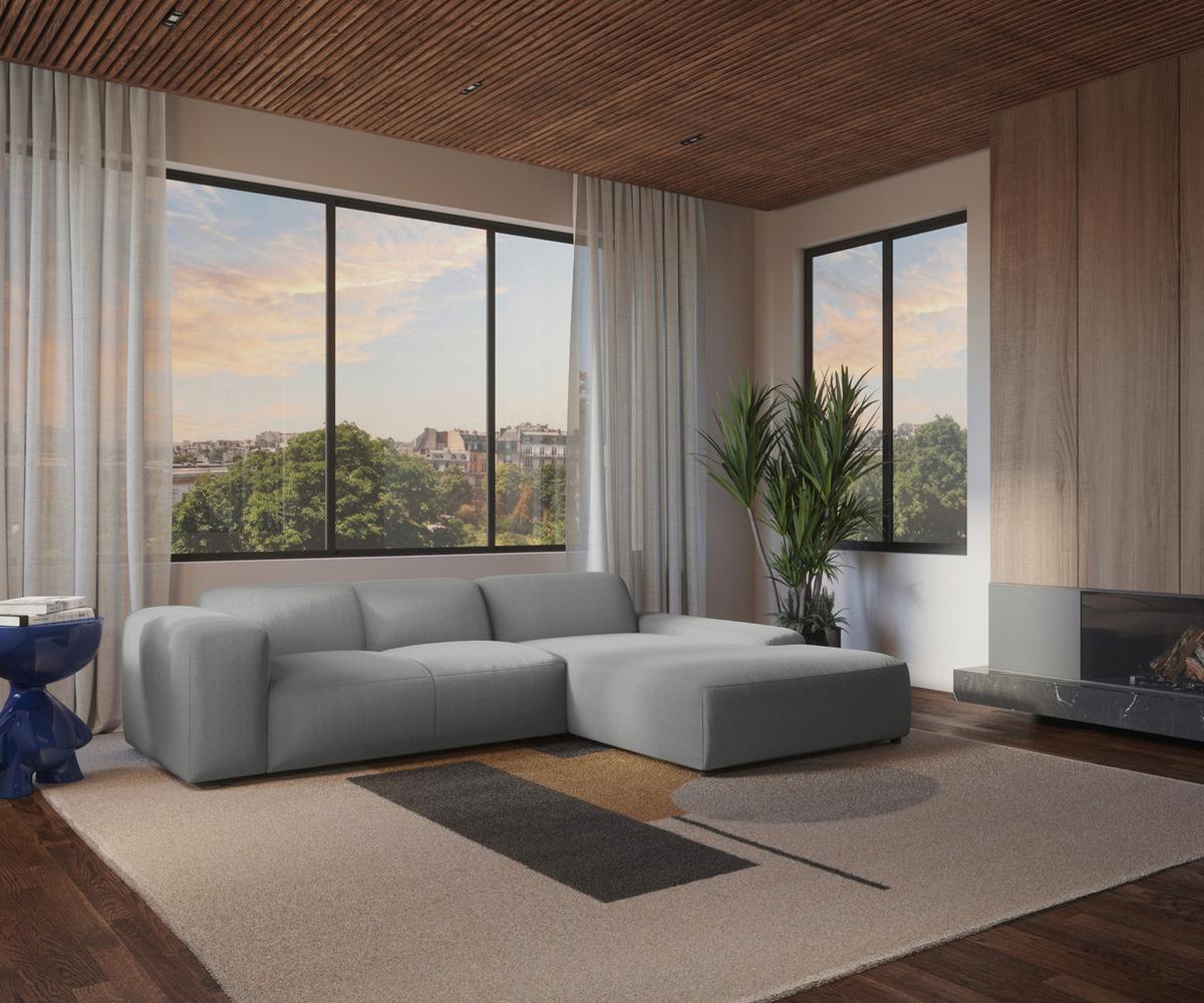 Ecksofa Hannah Hellgrau 304x200 cm - Hellgrau/Schwarz, Design, Textil (304/200cm) - MID.YOU