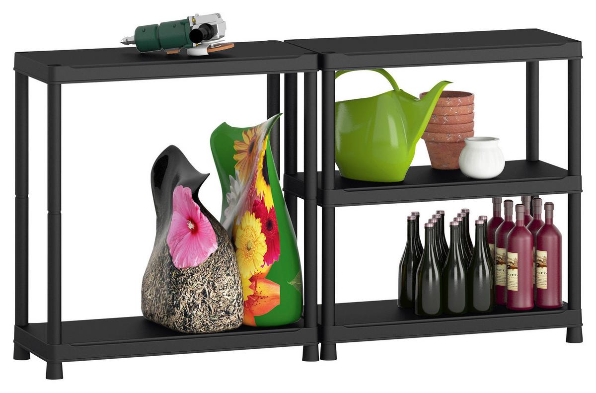Plastový regál PLUS 90 - antracitová, Konvenční, plast (90/182/40cm)