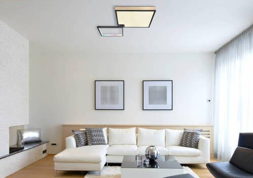 LED-Deckenleuchte 41392-40 - Dunkelbraun/Opal, Design, Holzwerkstoff/Kunststoff (85,5/55/10cm) - Globo