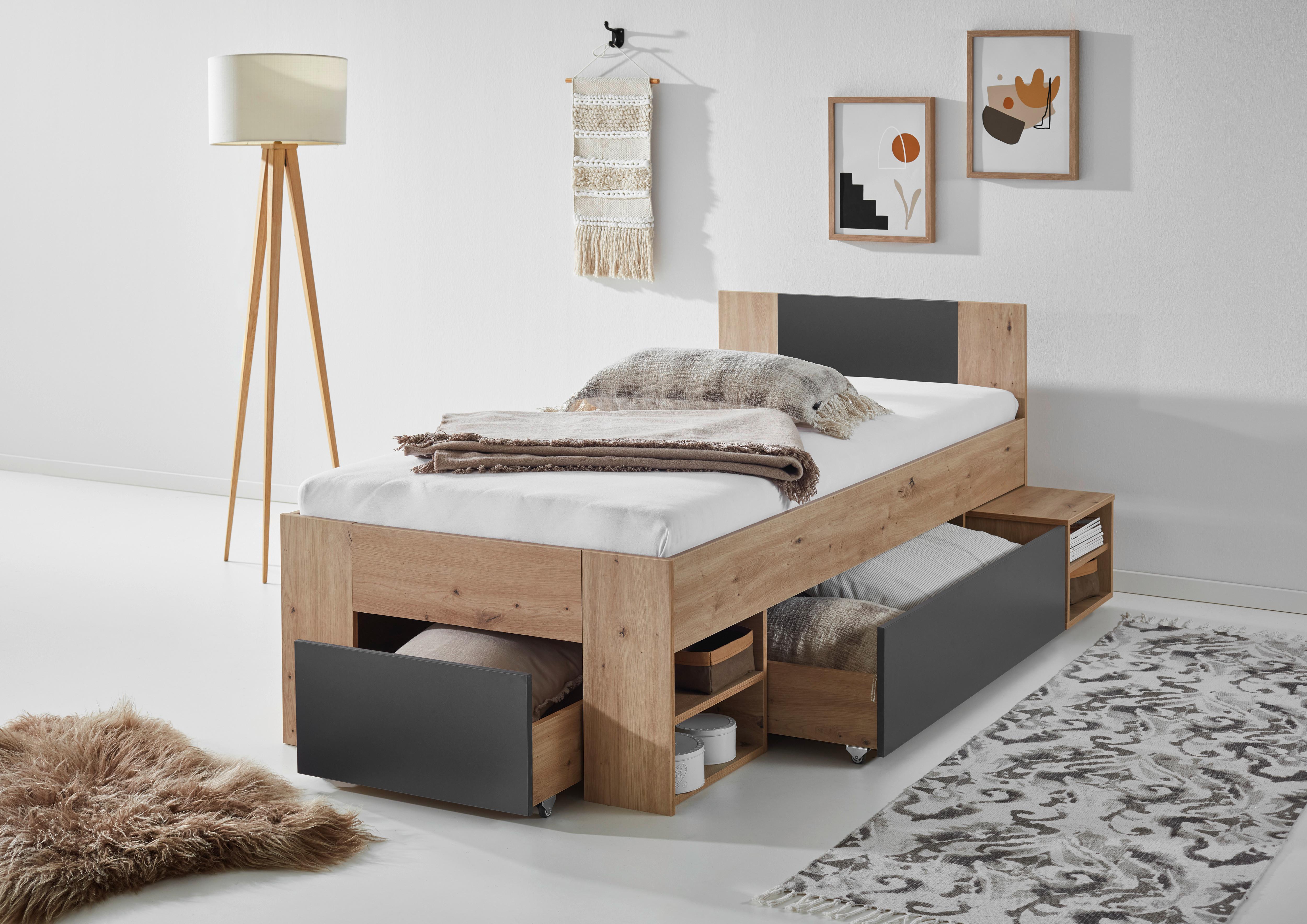 POSTEL AZURRO 2-90 - antracitová/dub artisan, Moderní, kompozitní dřevo (90/200cm)