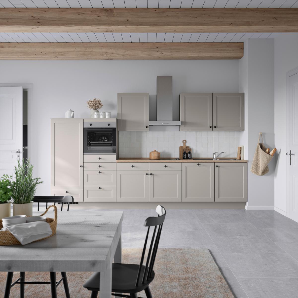 Kuchyňská linka 360 cm, kamenná sivá - šedá/černá, Moderní, kov/kompozitní dřevo (360cm) - Nobilia