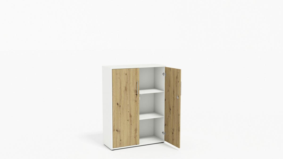AKTENSCHRANK OFFICE EDITION - SW SET 4 - Weiß/Eiche Artisan, MODERN, Holzwerkstoff (128,5/185,6/33cm) - MID.YOU