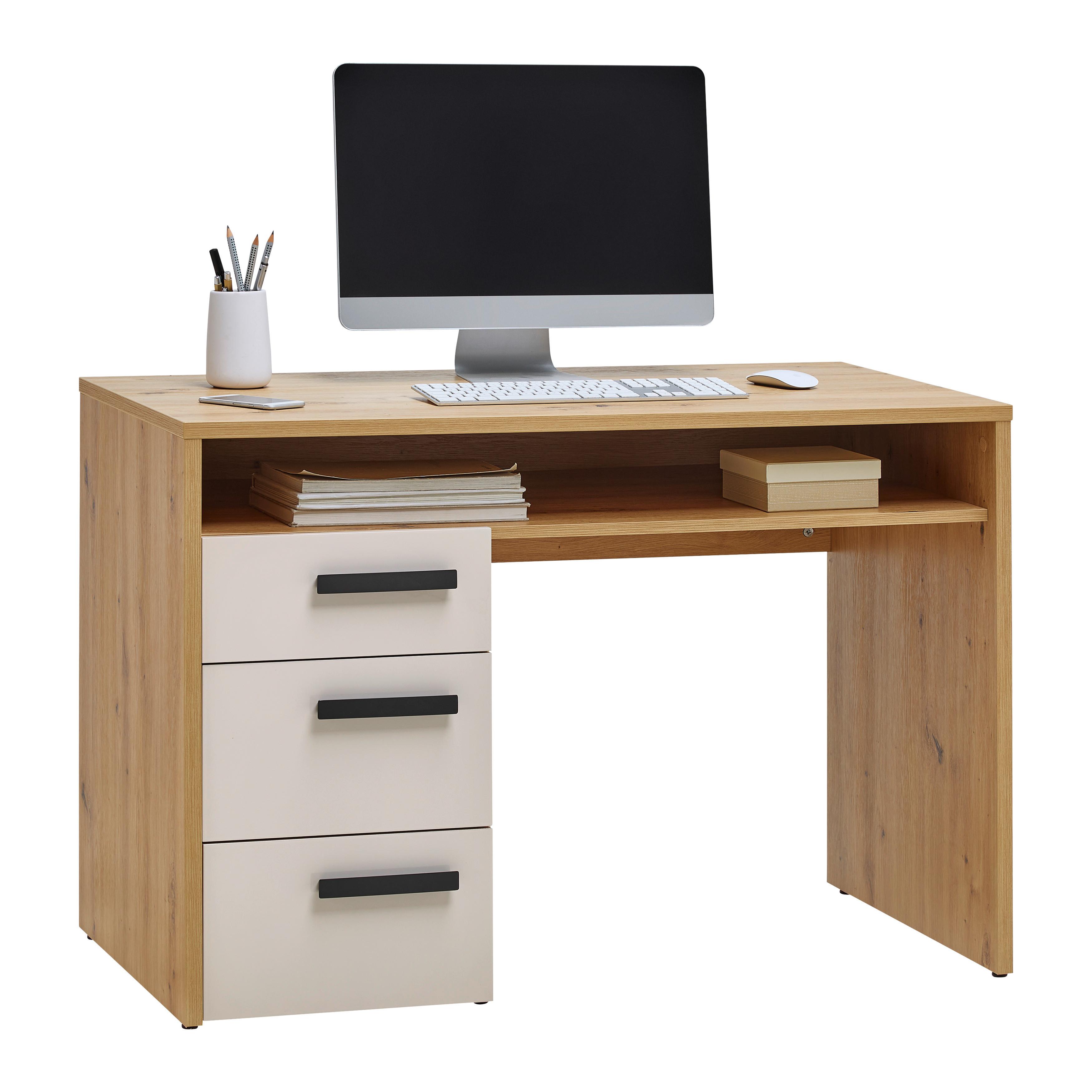 PÍSACÍ STÔL CASA MIA - kašmírová/antracitová, Konventionell, kov/kompozitné drevo (110cm)