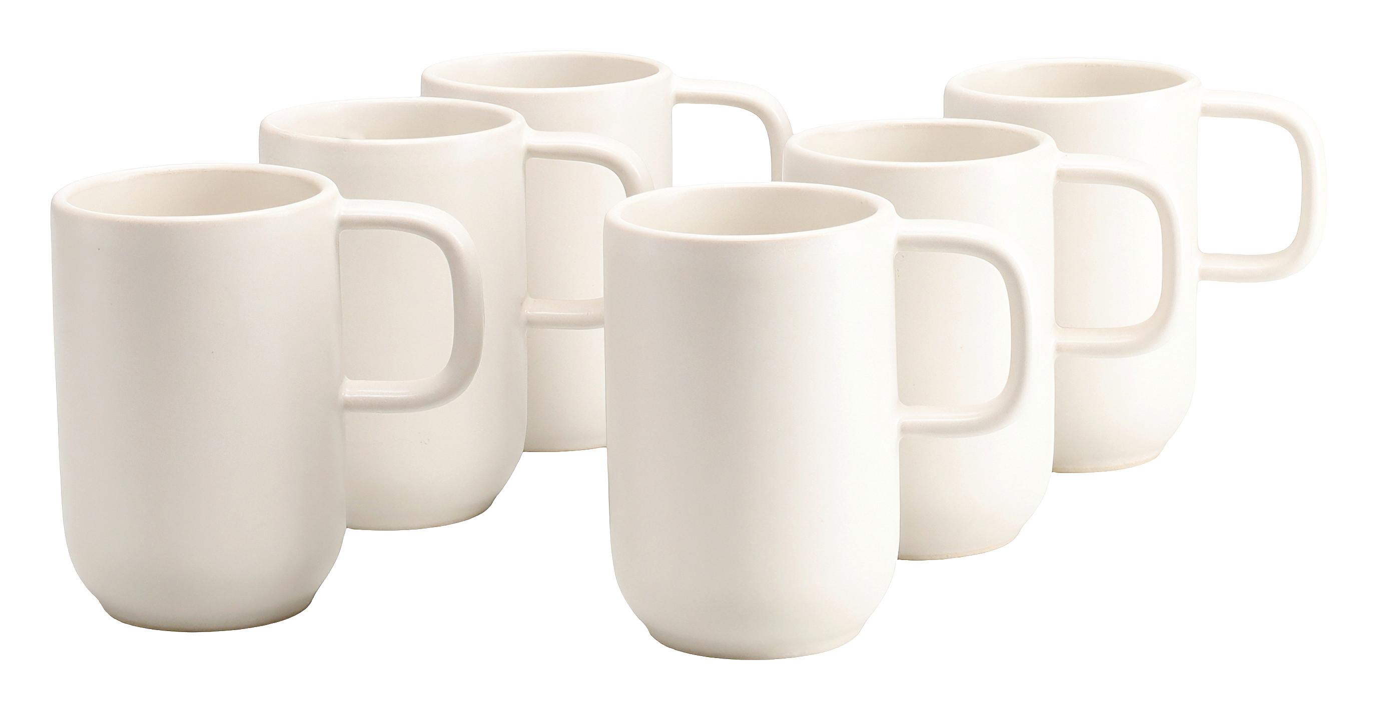 Kaffeebecherset 6-Teilig. Steinzeug, weiß