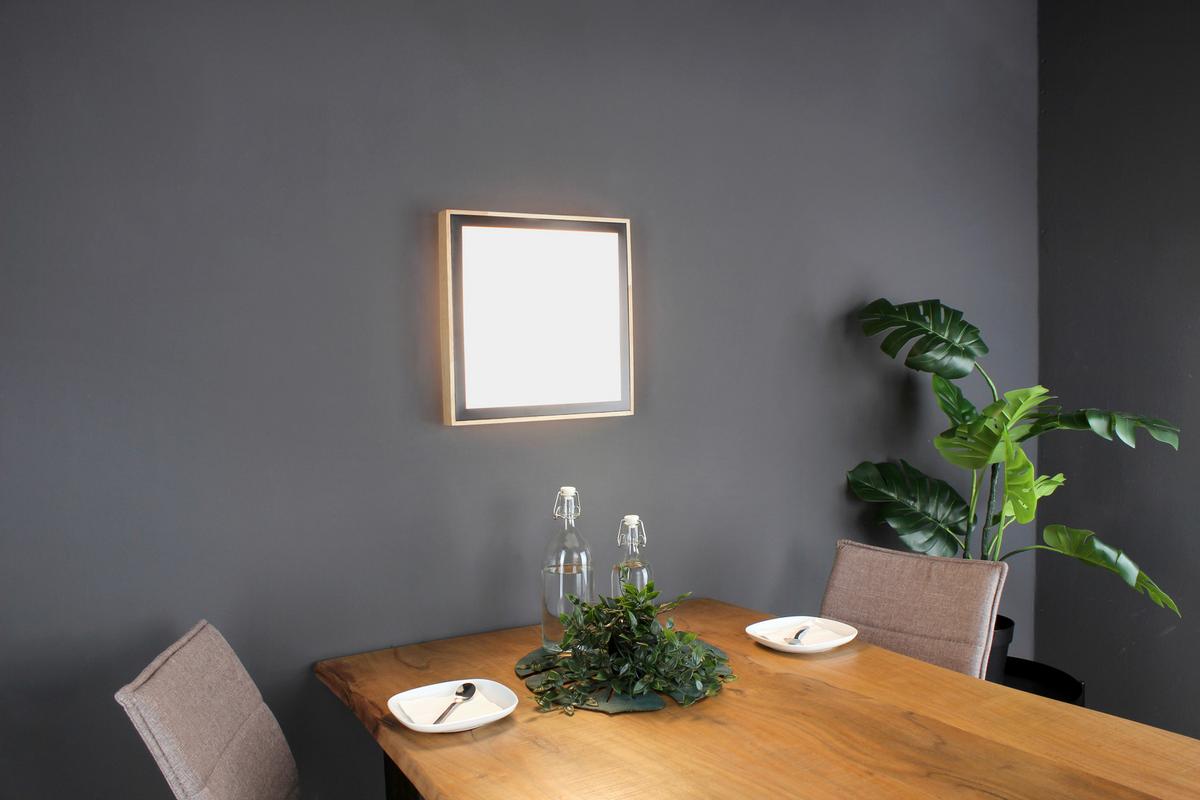 Led-deckenleuchte 9080 L Wo Solstar - Buchefarben/Schwarz, Natur, Holz/Kunststoff (39/39/9cm)