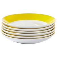 Untertassenset Gelb Weiß 6-teilig D: 15,5 cm - Gelb/Weiß, Basics, Keramik (15,5cm) - Van Well
