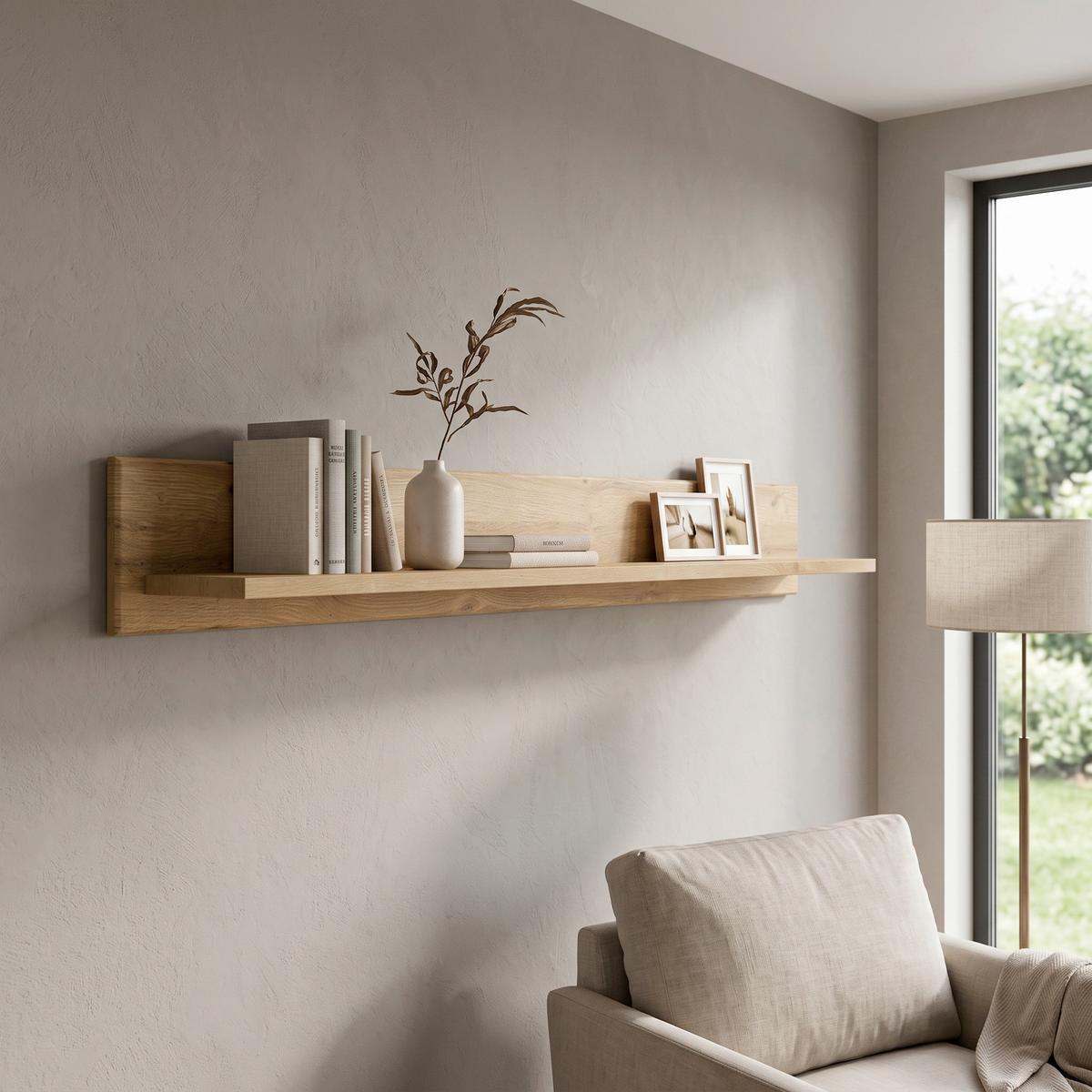 Wandregal Cortina Eichefarben Dekor B: 117,6 cm - Eichefarben, MODERN, Holzwerkstoff (117,6/19,6/21,9cm)