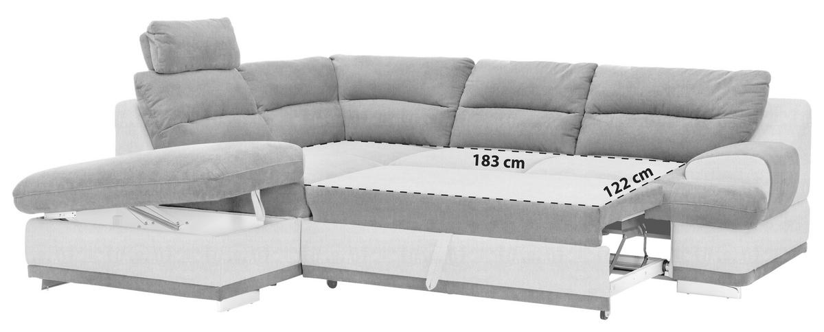 Ecksofa mit Schlaffunktion & Bk, Seaside Schwarz/Sandfarben - Sandfarben/Chromfarben, KONVENTIONELL, Textil (217/264cm) - MID.YOU