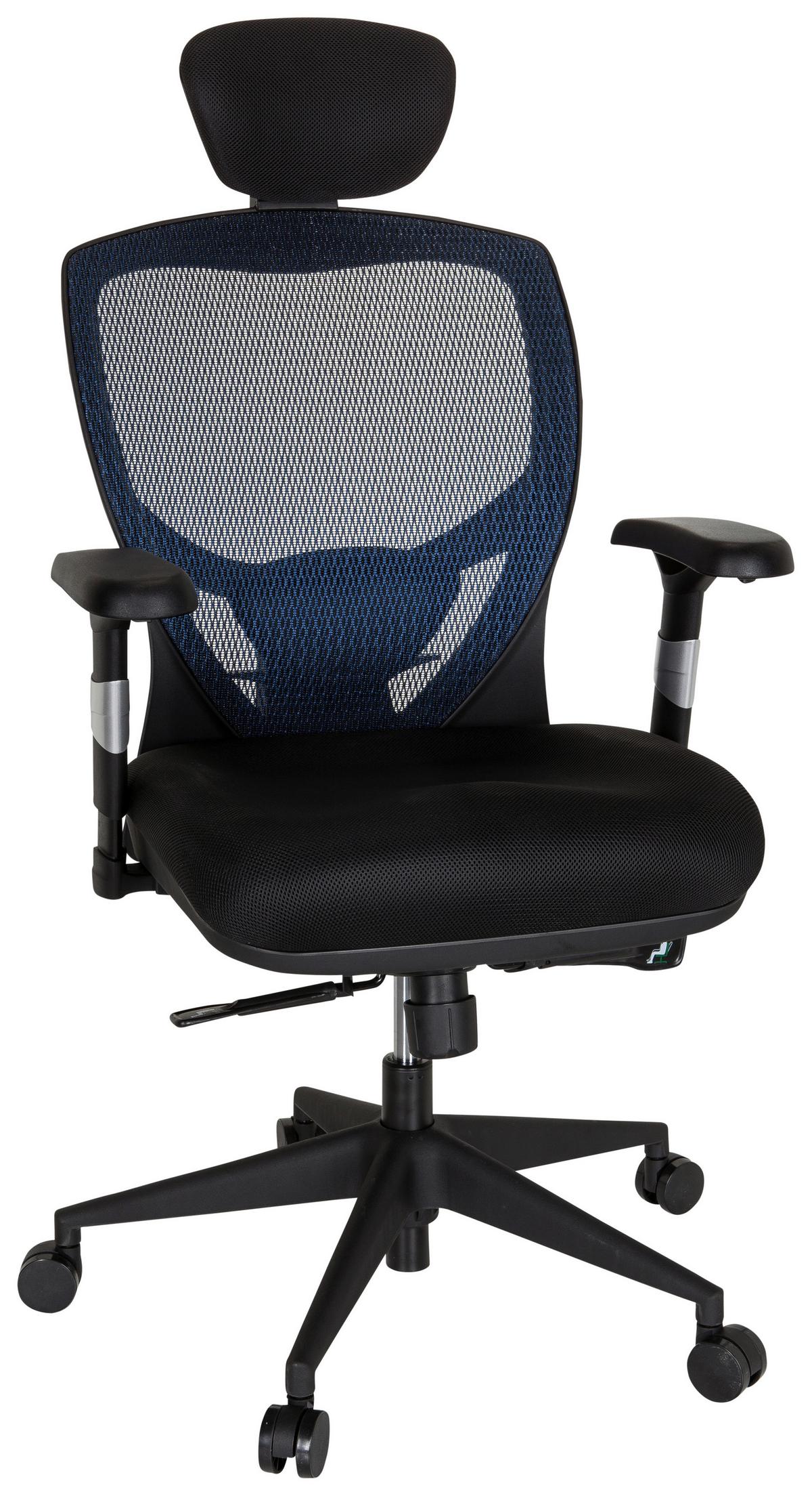 Bürostuhl Venus Base Blau/schwarz Bis 120 Kg - Blau/Schwarz, Basics, Kunststoff/Textil (66/117/65cm) - MID.YOU