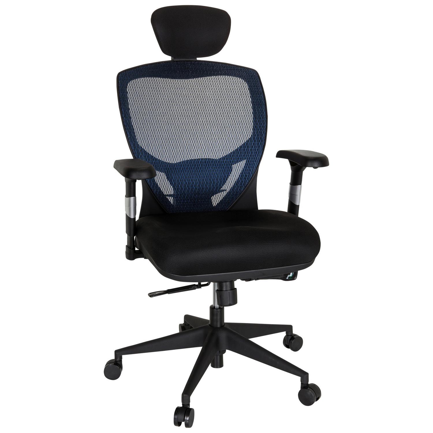Bürostuhl Venus Base Blau/Schwarz bis 120 kg Blau, Schwarz 66x117x65 cm
