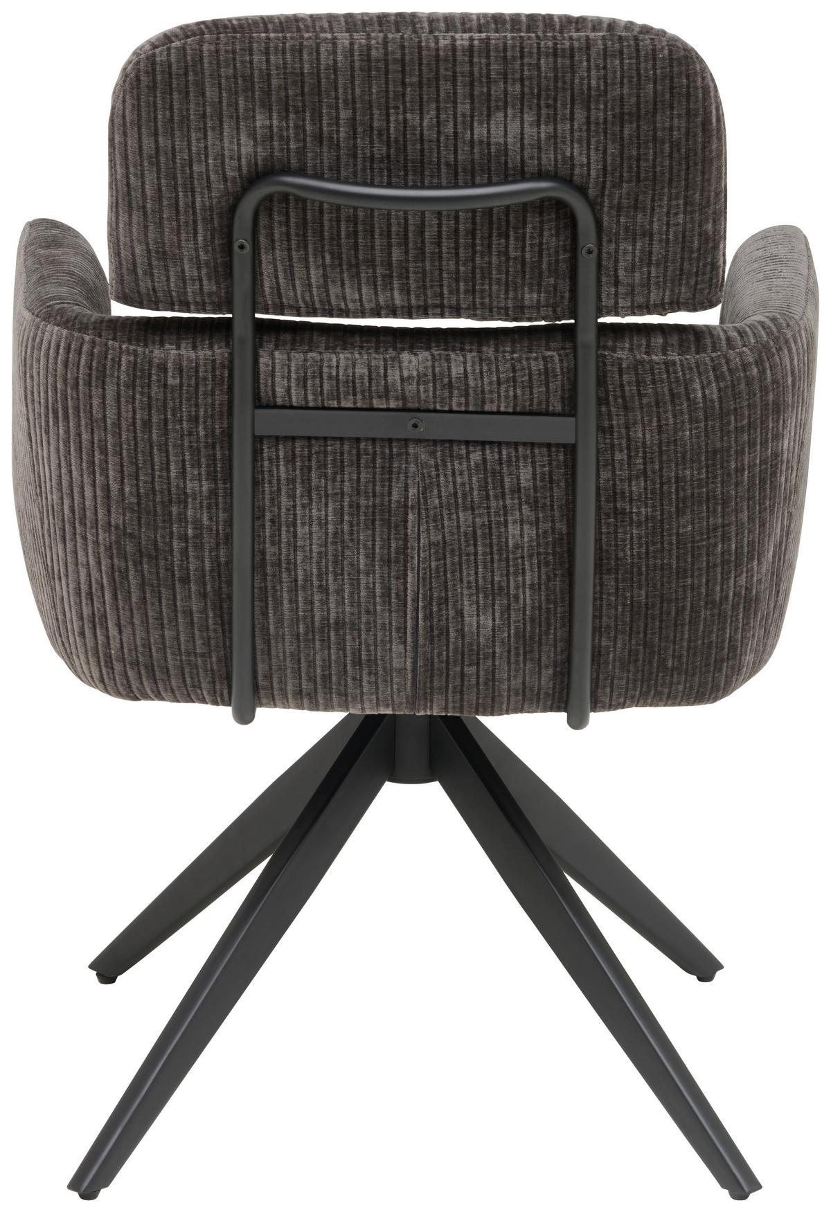 Armlehnstuhl Malte Cord Anthrazit, B: 60 cm - Anthrazit/Naturfarben, KONVENTIONELL, Holz/Textil (60/87,5/68cm) - Livetastic