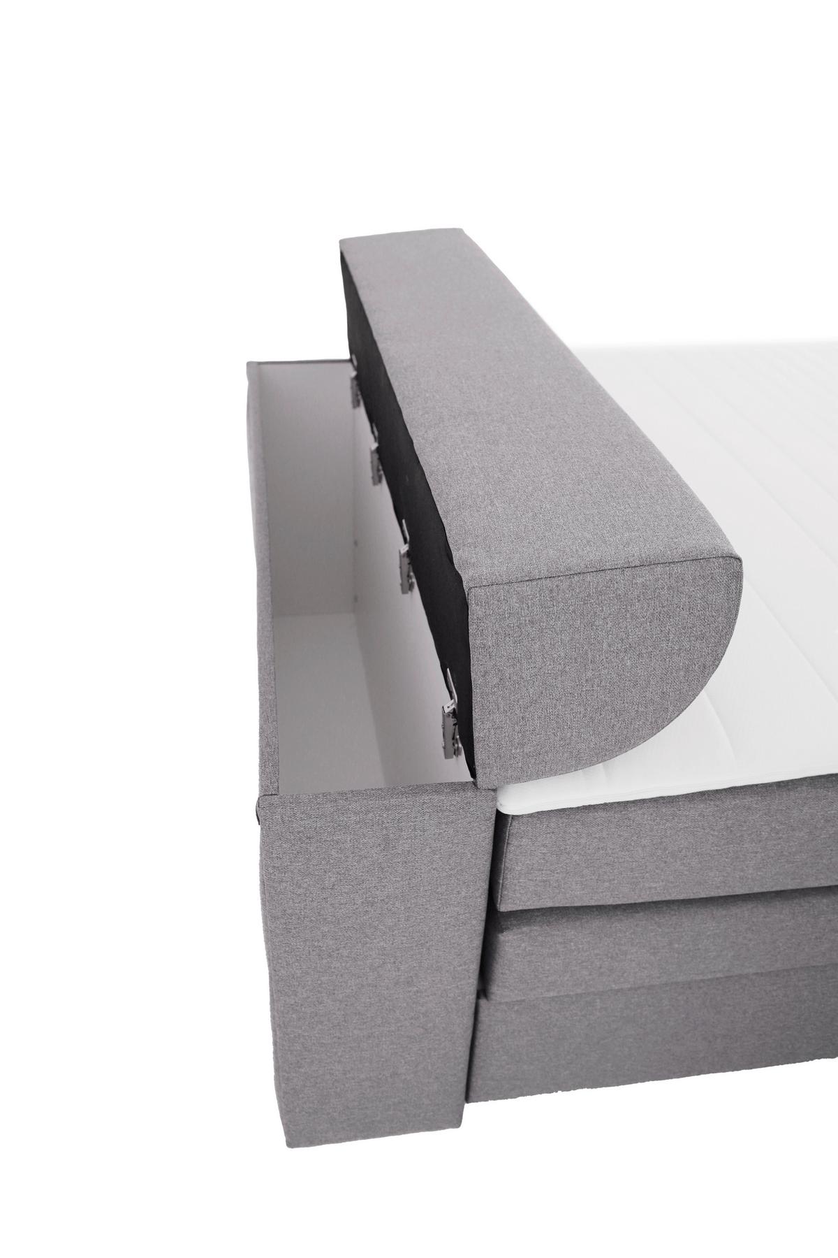 Boxspring posteľ FLEXI s úložným priestorom, 140x200 - čierna/sivá, Konventionell, textil/plast (140/200cm) - Based