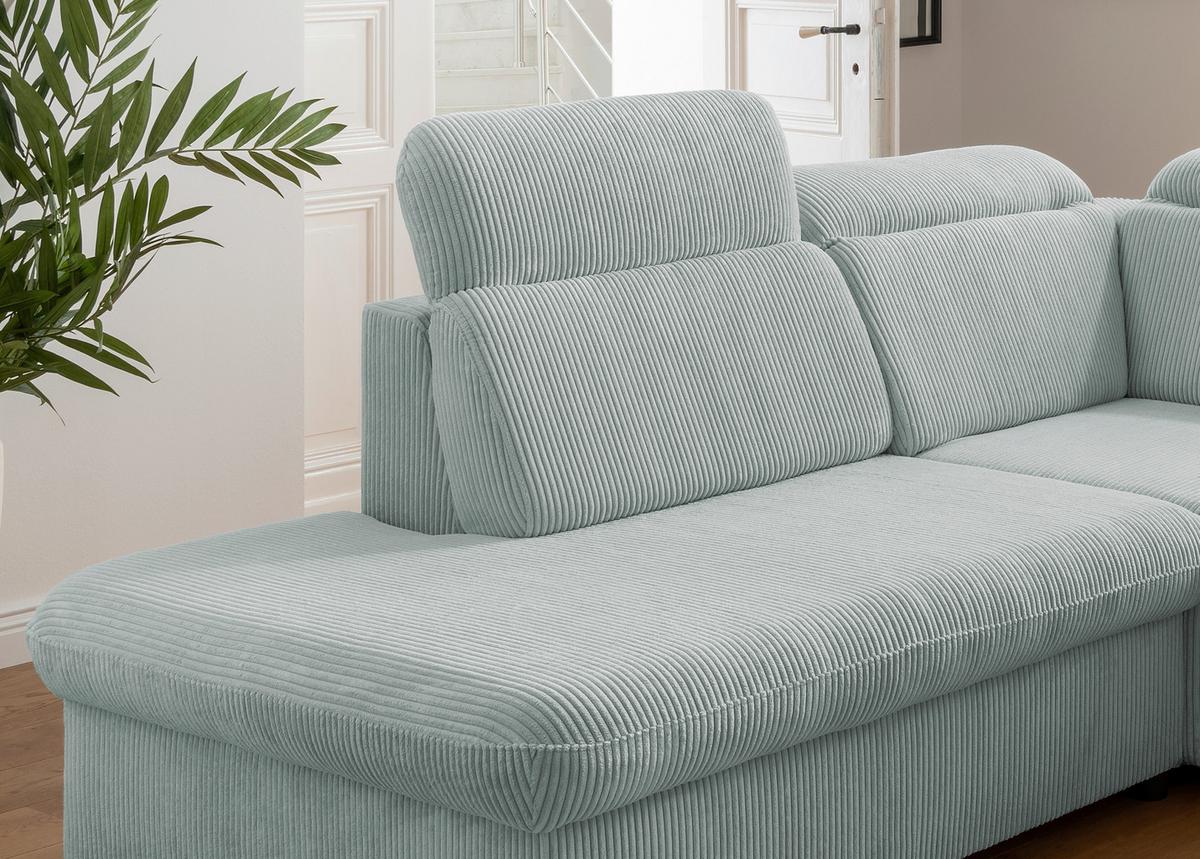 Ecksofa Vasto Hellblau S: 228x283 cm - Chromfarben/Hellblau, Design, Textil (228/283cm) - Livetastic