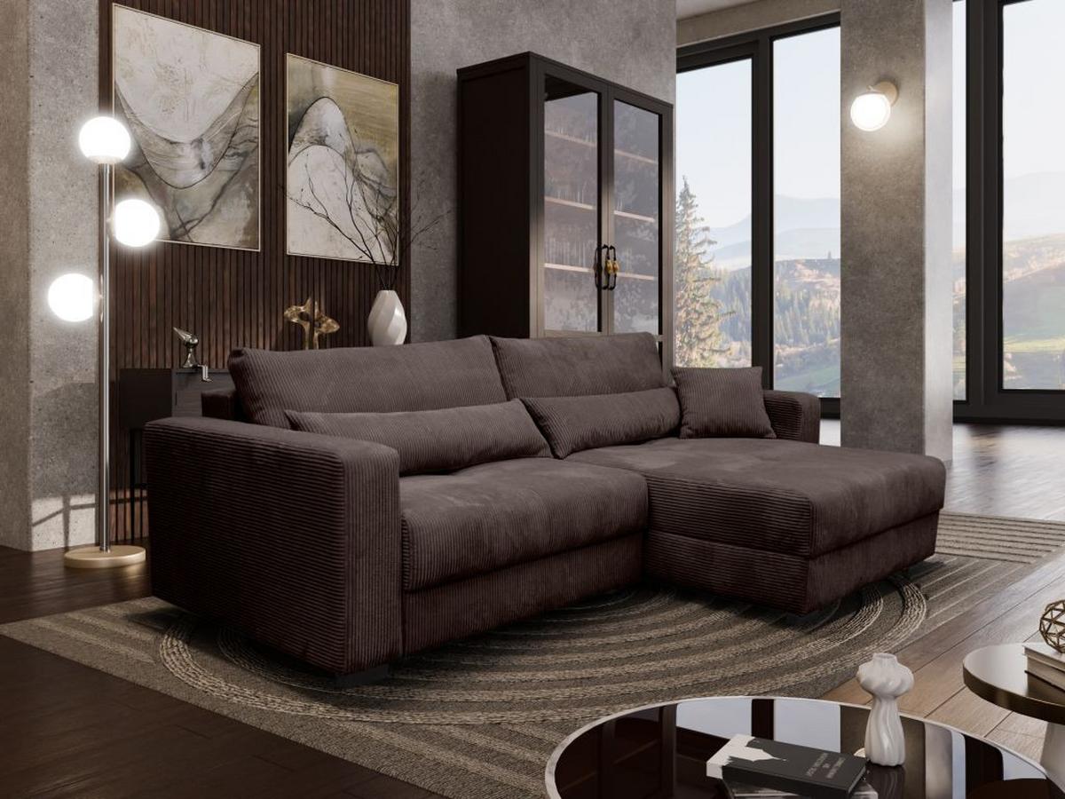 Rohová sedačka ALEX, obojstranná, tm.sivý menčester - čierna/tmavosivá, Modern, textil (265/170cm)