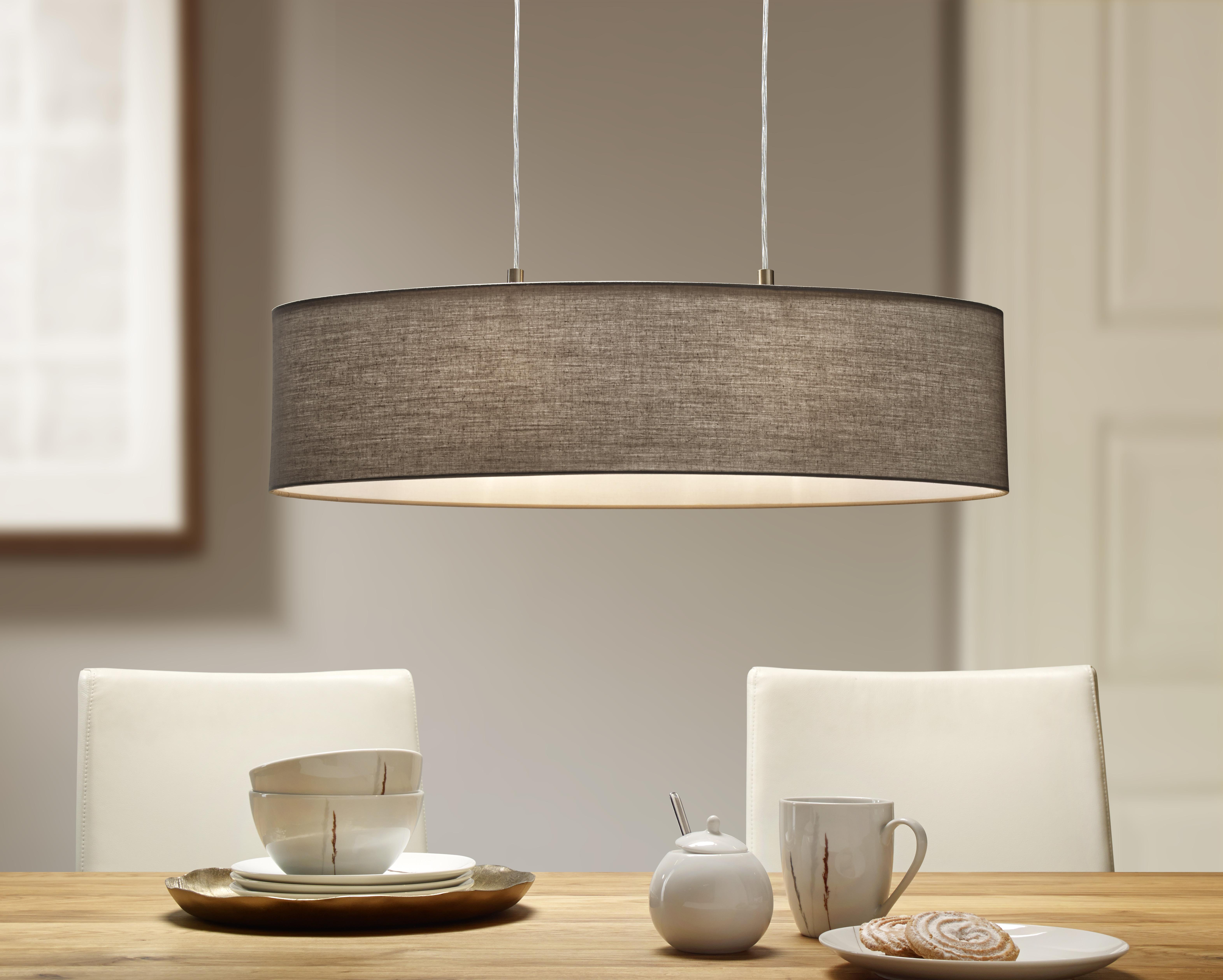 Hängeleuchte Ladeto H: 110 cm mit Stahlrahmen - Taupe/Weiß, KONVENTIONELL, Textil/Metall (78/22/110cm) - James Wood