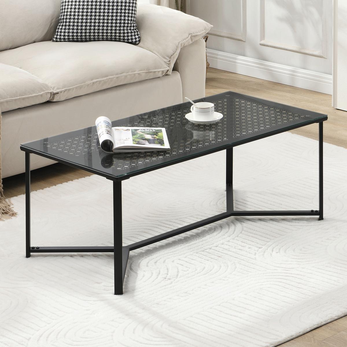 COUCHTISCH Schwarz L: 100cm - Schwarz, Design, Glas/Metall (100/50/42cm) - MID.YOU