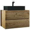Waschtischkombi Lendas Bl S - Honigeiche/Schwarz, MODERN, Keramik/Holzwerkstoff (81cm) - MID.YOU