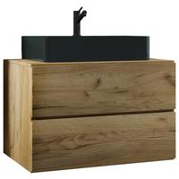 Waschtischkombi Lendas Bl S - Honigeiche/Schwarz, MODERN, Keramik/Holzwerkstoff (81cm) - MID.YOU