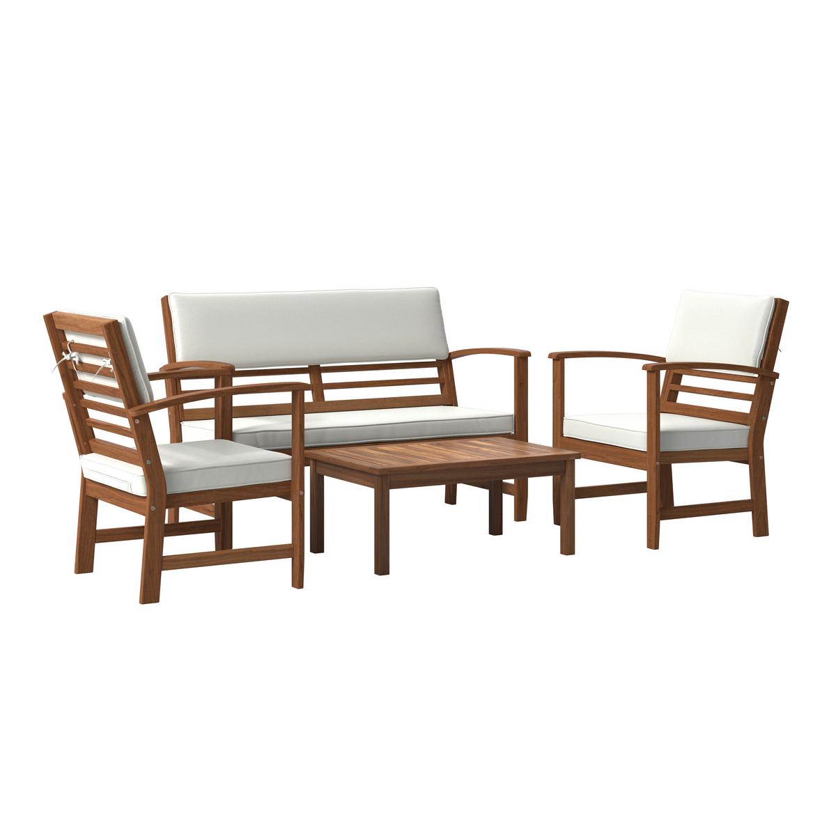 TERASOVÁ SEDACÍ SOUPRAVA ZYPERN - krémová/barvy akácie, Natur, dřevo (120/80/60cm) - Mömax