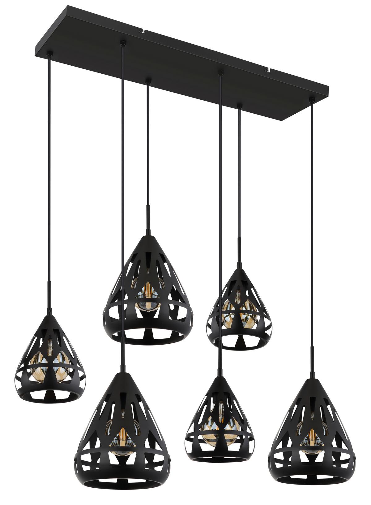 Hängeleuchte 15889-6h - Schwarz, Basics, Kunststoff/Metall (90/43/120cm) - Globo