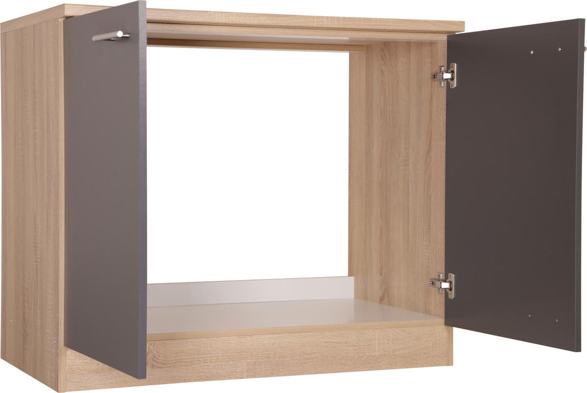 Spülenunterschrank Merle Grau/Eiche Dekor B:100cm - Eichefarben/Grau, Basics, Holzwerkstoff (100/84,8/60cm) - Respekta