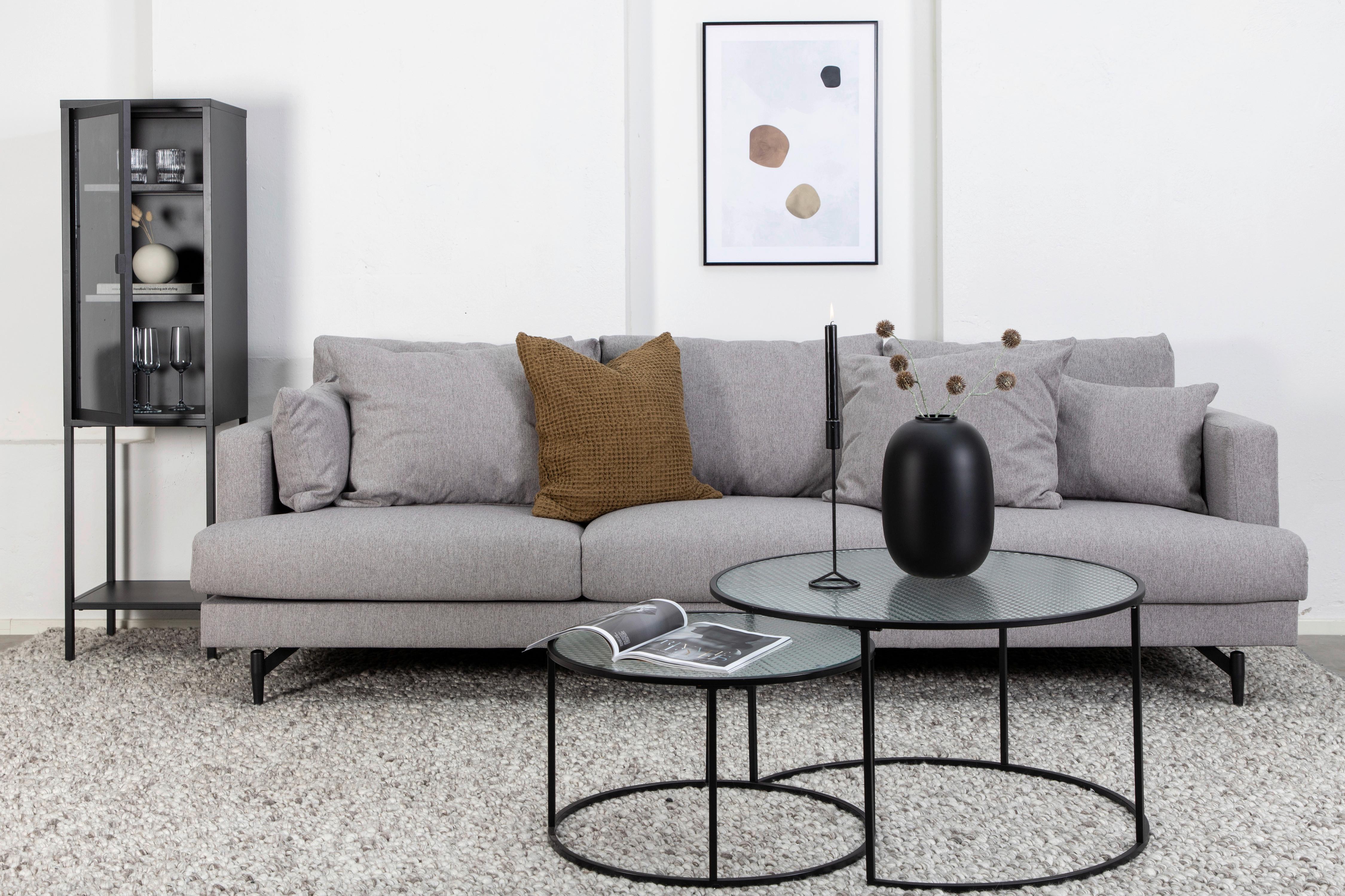 3-sitzer-sofa Sofia - Schwarz/Grau, Design, Holz/Kunststoff (260/86/88cm) - Livetastic