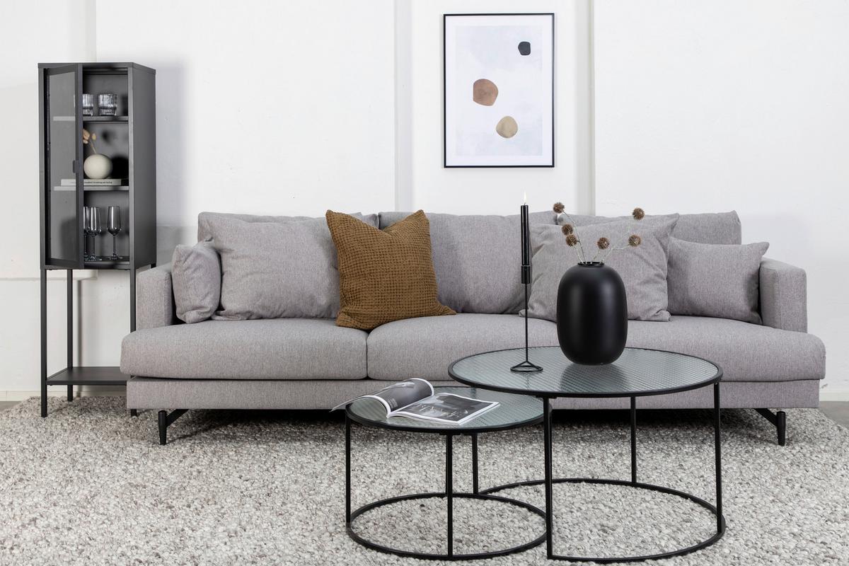3-Sitzer-Sofa Sofia - Schwarz/Grau, Design, Holz/Kunststoff (260/86/88cm) - Livetastic