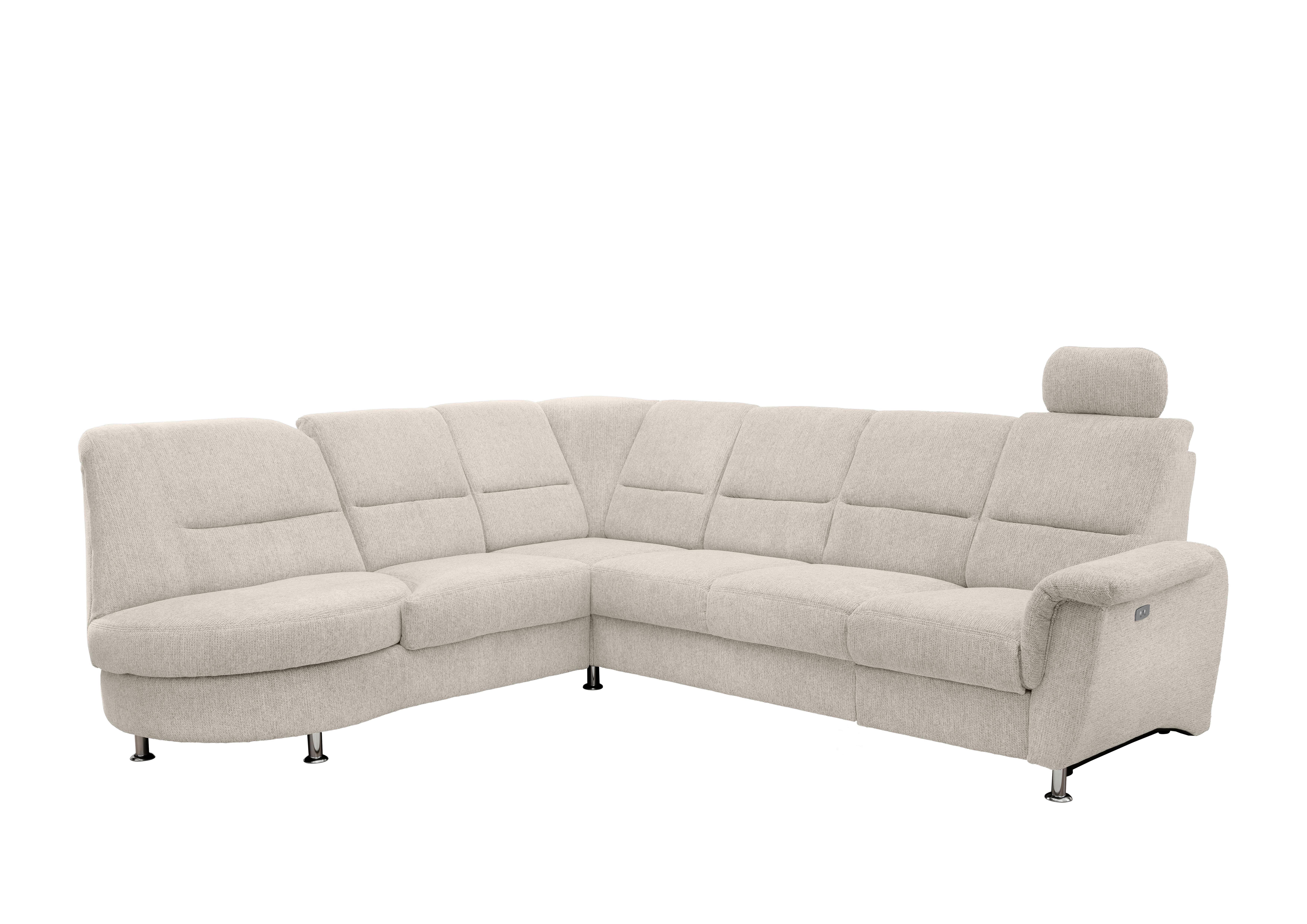 Ecksofa mit Relaxfunktion Parole Beige Chenille - Chromfarben/Beige, MODERN, Textil (236/275cm) - Livetastic